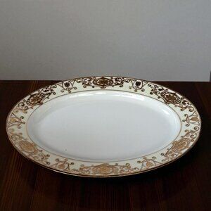 Noritake 175 10" oval serving platter Gold Christmas Ball
